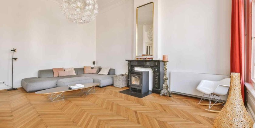 parchet chevron - living, canapea, parchet