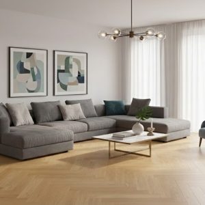 Parchet Dublu Stratificat Weitzer , Herringbone ,Stejar natural , Block 750,incalzire in pardoseala, 750 x 125 x 10.3,9.3 mm